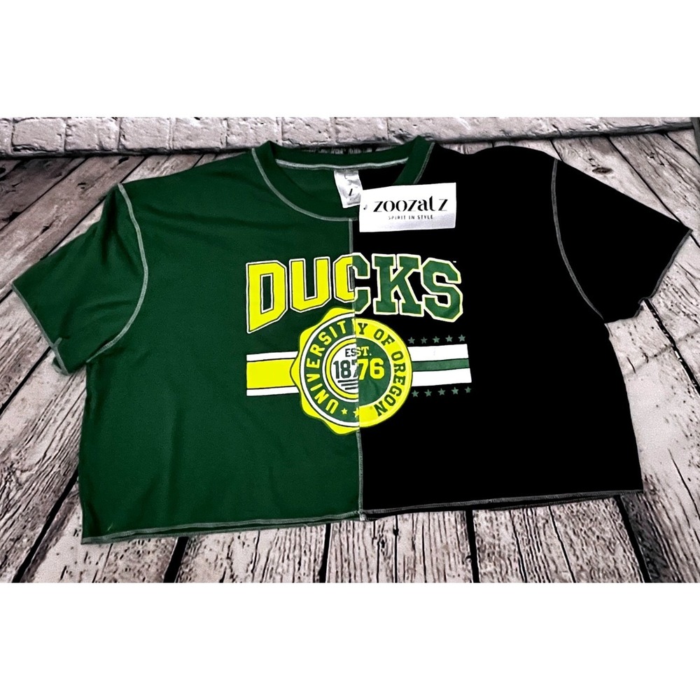 NWT NCAA University of Oregon Ducks Cropped‎ Boxy T Shirt ZooZatz Size Large